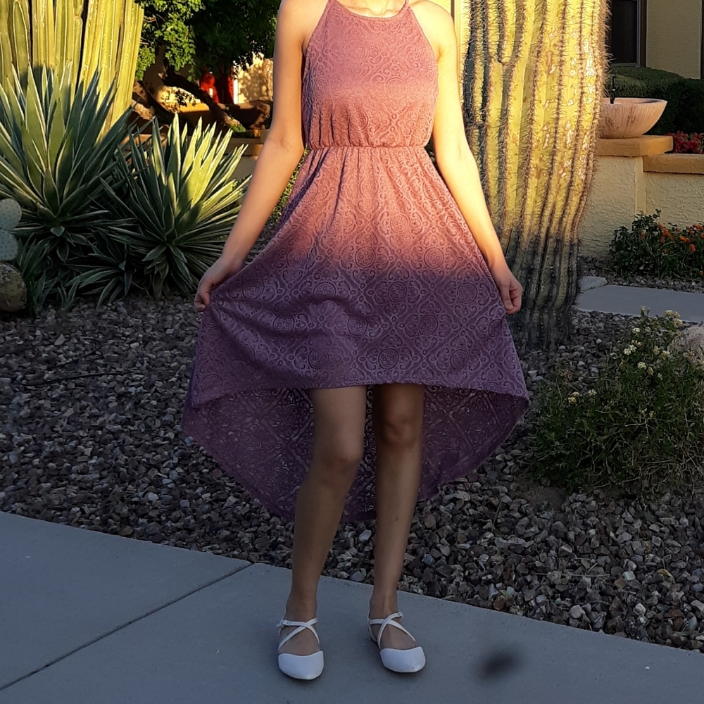 High low mauve dress